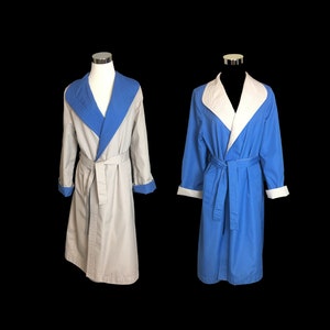 80&#39;s Vintage Women&#39;s Reversible Raincoat, Vintage Reversible Trench Coat, Reversible Belted Raincoat, Khaki Trench Coat, Blue Trench Coat