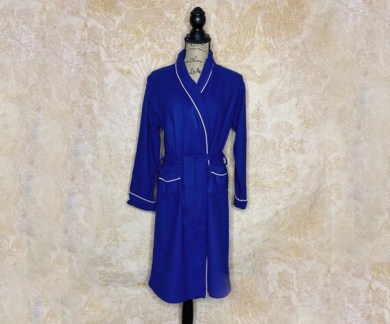 50's/60's Royal Blue Wool Robe, Medium - image 1