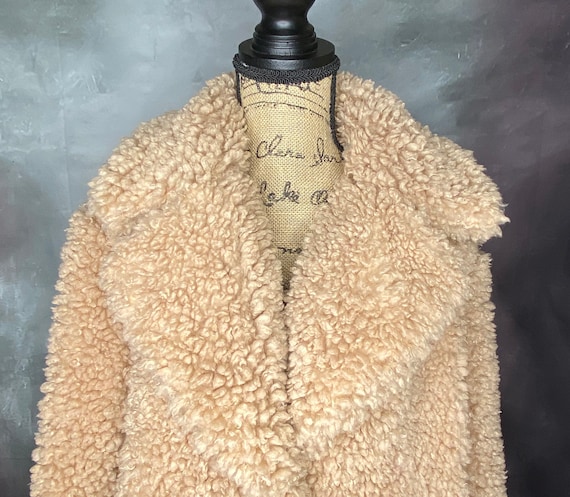 90's Reversible Beige Plush Coat, Kensie, Large/X… - image 7