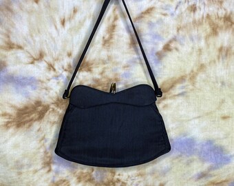 40's  Black Fabric Handbag