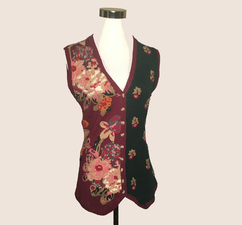 Cambridge Country Store Stripes Multicolor New Old Stock Small Vintage Women/'s Sweater Vest 1990/'s Ramie Cotton Floral