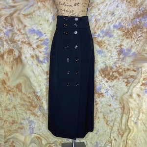 70's Black Wool Blend Midi Skirt, Saks Fifth Avenue