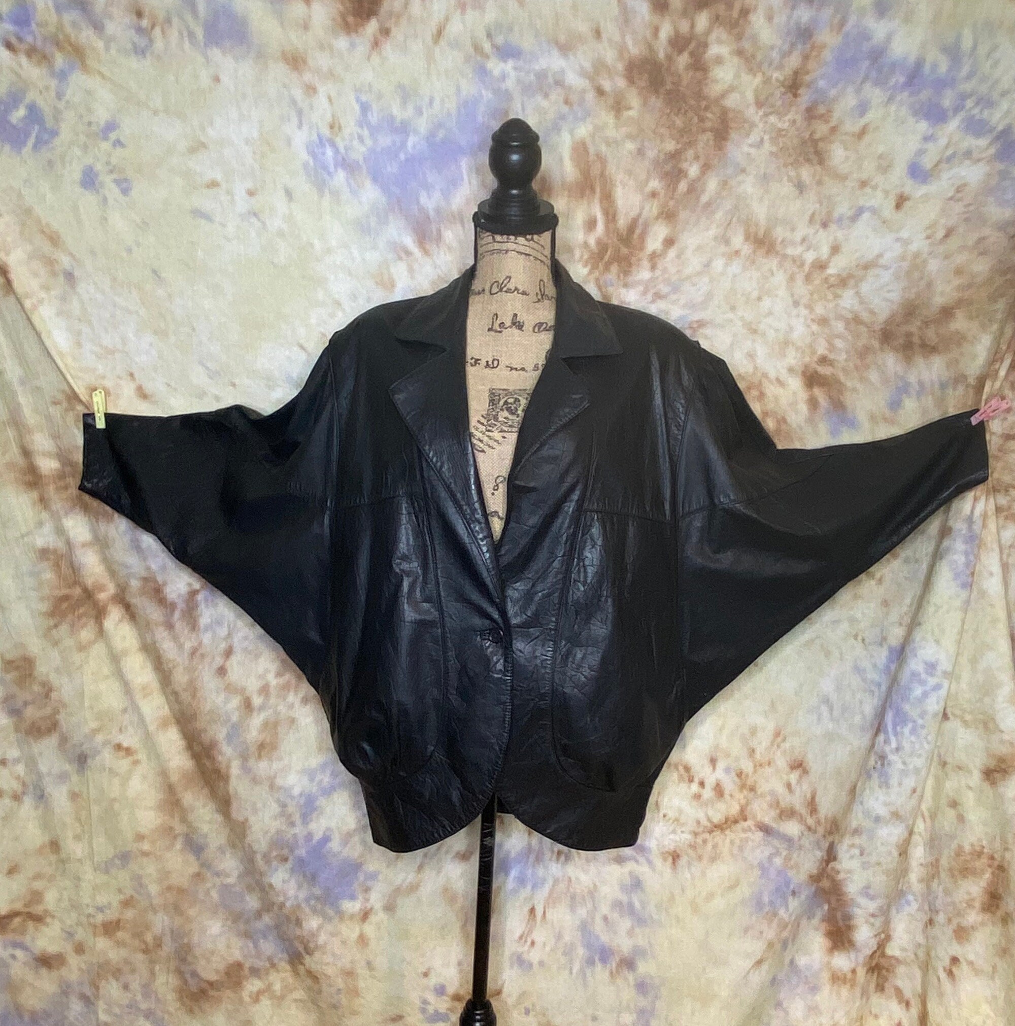 Vintage Women's Black Leather Jacket ,1980's, Ricardo Lenzi, One