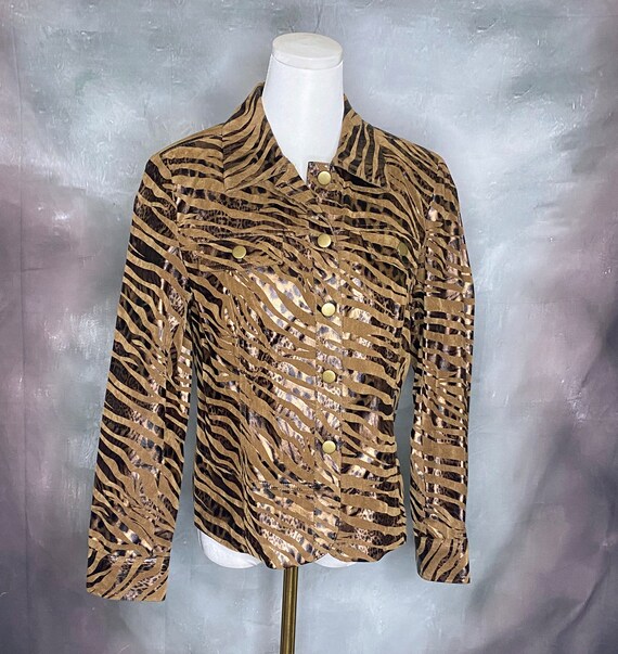 Animal Print Jean Jacket, Tiger Stripe Jean Jacke… - image 2