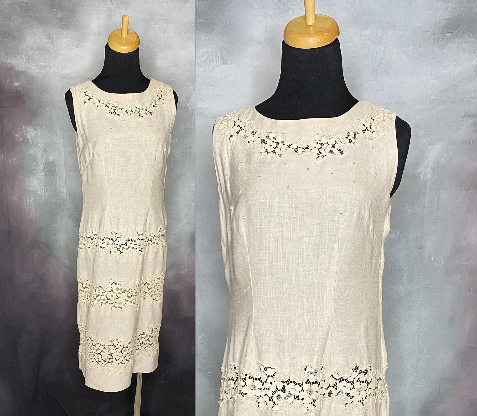 スーツ・フォーマル・ドレス DAMASK EMBROIDERY LINEN DRESS Early Medieval Linen Dress - Etsy