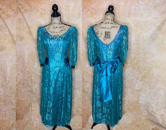 Vintage 80's Bridesmaid Dress, 80's Prom Dress, S… - image 1