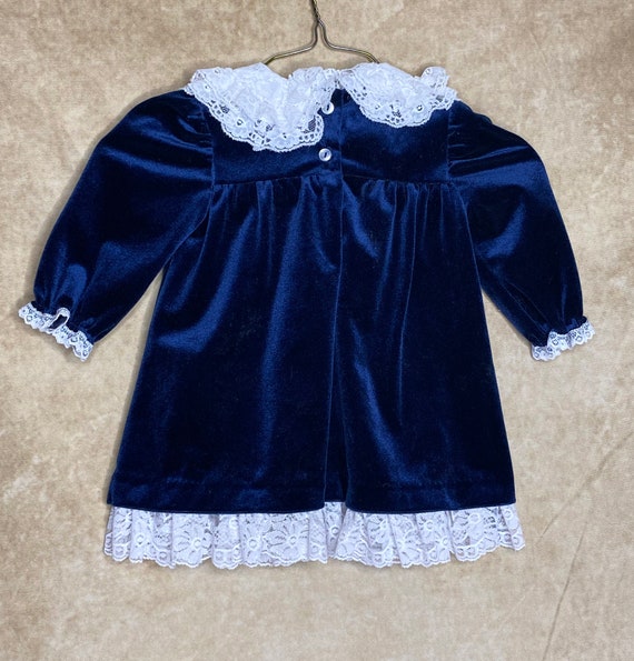 90s Blue Velvet Toddler's Dress, Allison Ann, 18 … - image 2