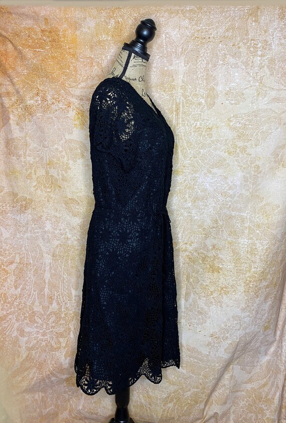 Vintage Black Lace Midi Dress, Summer Black Lace … - image 4