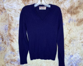 Vintage Children Size 14 Sweater, 60s Children Size Large Sweater, Kids 14 Navy Sweater, Kids 14 Pullover V Neck Sweater, Orlon Sweater