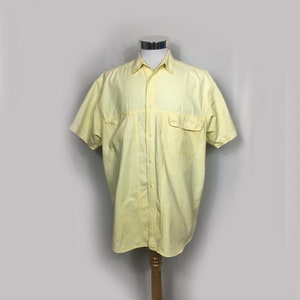 80er Jahre Herren Gelb Baumwolle Casual Kurzarm Shirt, Herren Jantzen Sport Gelb Shirt, Gelb Baumwolle Camp Shirt, Herren Sommer Shirt, Medium