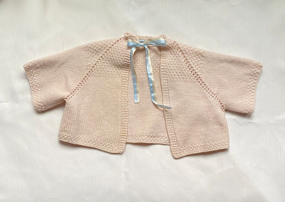 Vintage Baby Girl Sweater, 3 Months Pink Cardigan… - image 1
