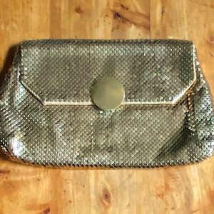 Vintage Clutch, Whiting & Davis Bag, 40s Whiting Davis, Mesh Clutch, Gold Tone Metal Clutch, Chain Maille Clutch, Gold Evening Bag,