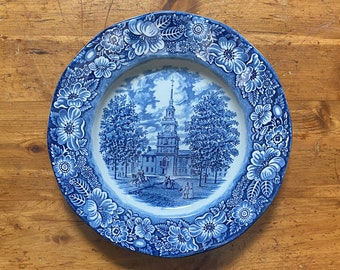 Collectable Plate, Staffordshire Ironstone Plate, Liberty Blue Plate,Staffordshire Independence Hall Plate, Transferware Plate, Dinner Plate