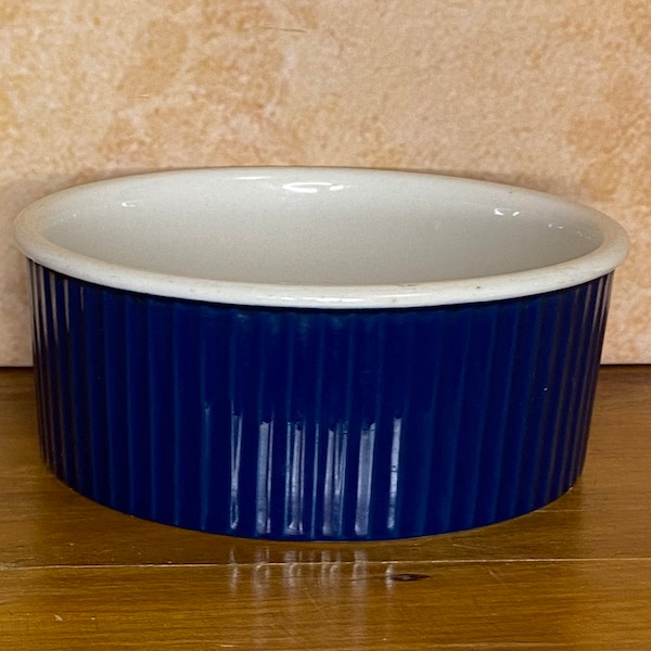 Vintage Copco 1 1/2 Quart Souffle Dish, Copco Blue 1 1/2 Qt Baking Dish, Copco Navy 7 Inch Souffle Dish, Michael Lax Design Souffle Dish