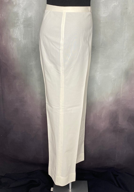 70's Women's High Waist White Polyester Pants, Fl… - image 2