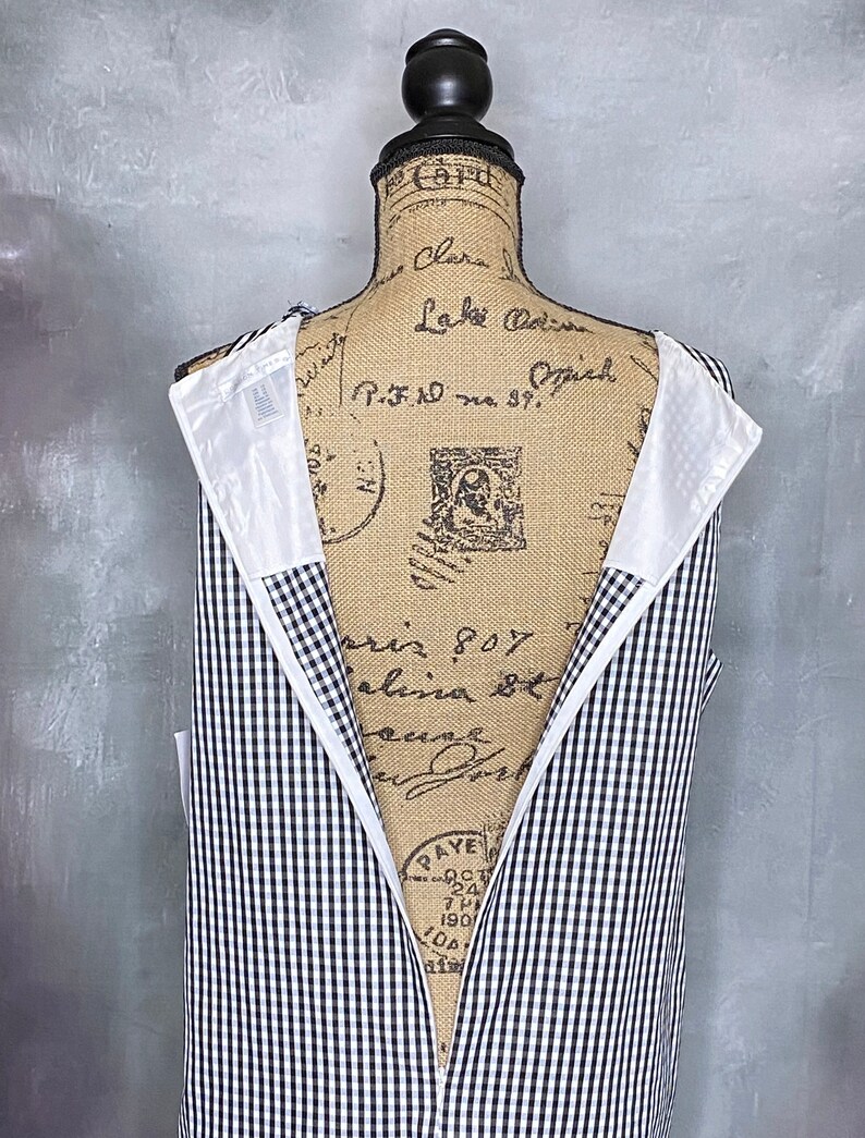 London Times Sleeveless Dead Stock Black and White Check Vintage Dress Ruffle MediumLarge 1990/'s