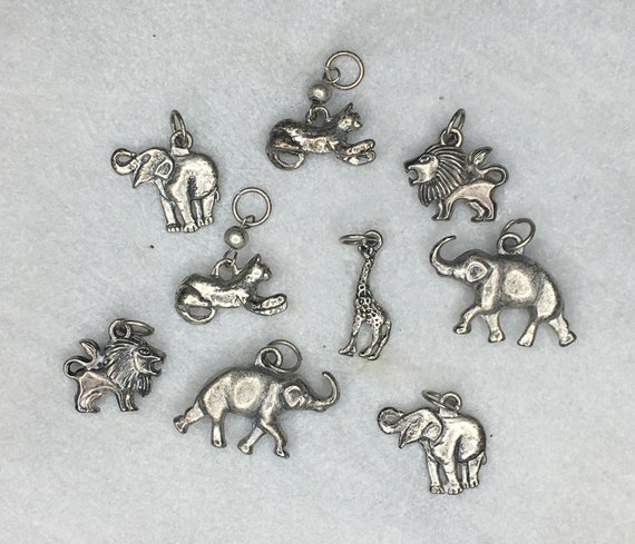 TZ1413 925 Silver Tiger Lion Charms Animal Charms Lion Charms Zoo Charms 2 Sterling Silver Tiger Charms
