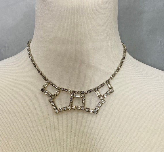 50's Rhinestone Festoon Necklace, Choker - image 1