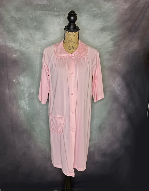 70's Vintage Womens Robe, Vintage Housecoat, Pink… - image 2