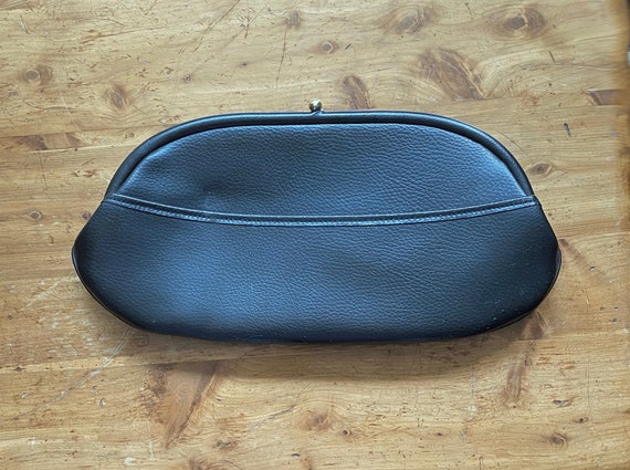 Vintage Clutch, Black Clutch, 60's Clutch, Vegan Leather Bag, Faux Leather Clutch, Long Black Clutch, Oversize Clutch, Black Vinyl Clutch