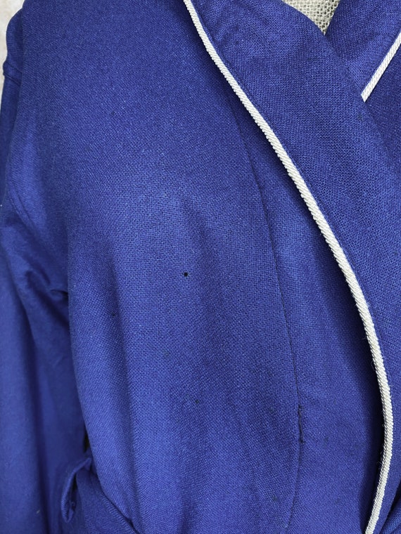 50's/60's Royal Blue Wool Robe, Medium - image 7