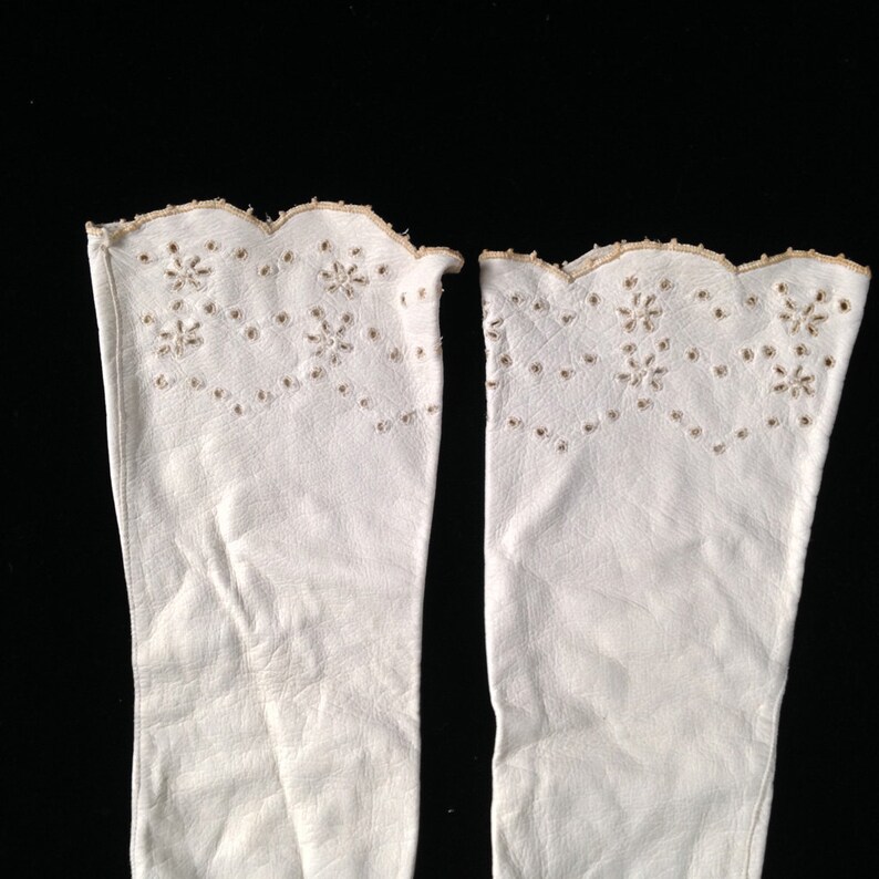 Vintage Women's Gloves Leather White Cut Out Forearm Etsy