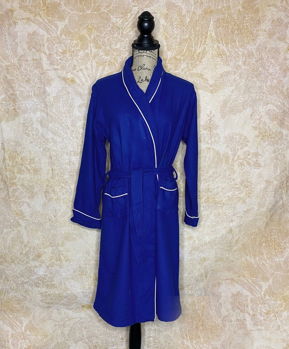 50's/60's Royal Blue Wool Robe, Medium - image 2