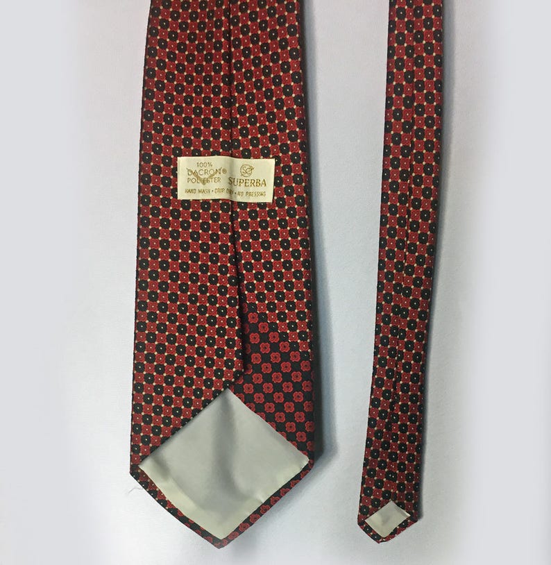 70's Wide Tie Red and Black Print Superba - Etsy