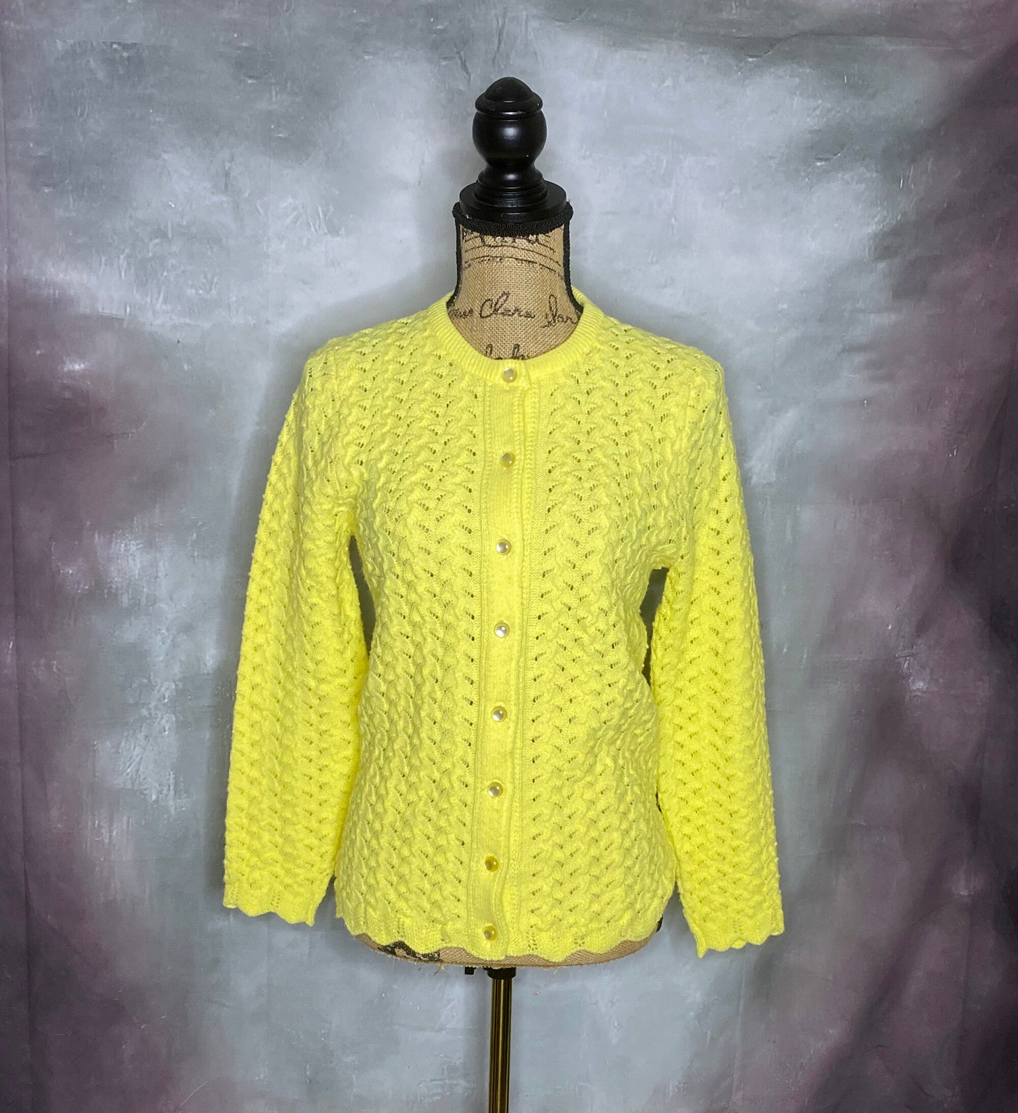 Vintage 1960s Grey Orlon Acrylic Knit Cardigan Sweater S - Etsy