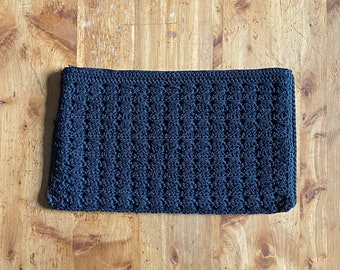 60er Jahre Black Rayon Weave Clutch