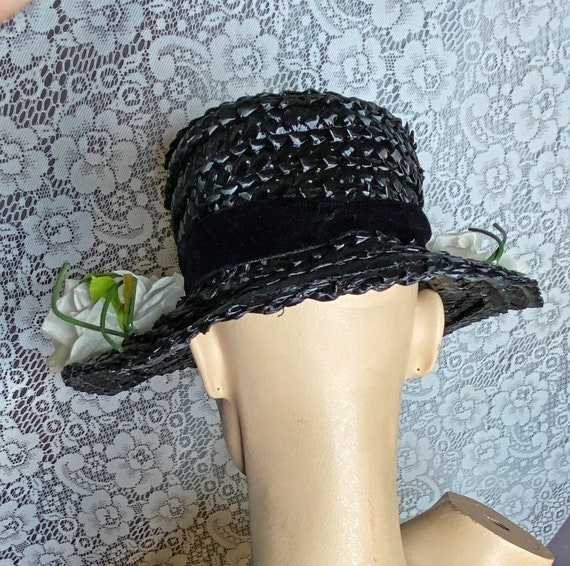 Womens Vintage Hat, 60's, Brimmed, Black Cello, W… - image 4