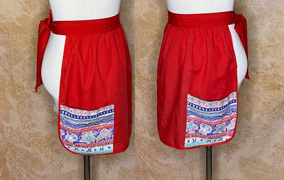 Vintage Apron, Half Apron, Half Apron, Nautical Apron, Big Pockets Apron, Beach Theme Apron, Beach House Apron, Seashell Apron, 60s Apron