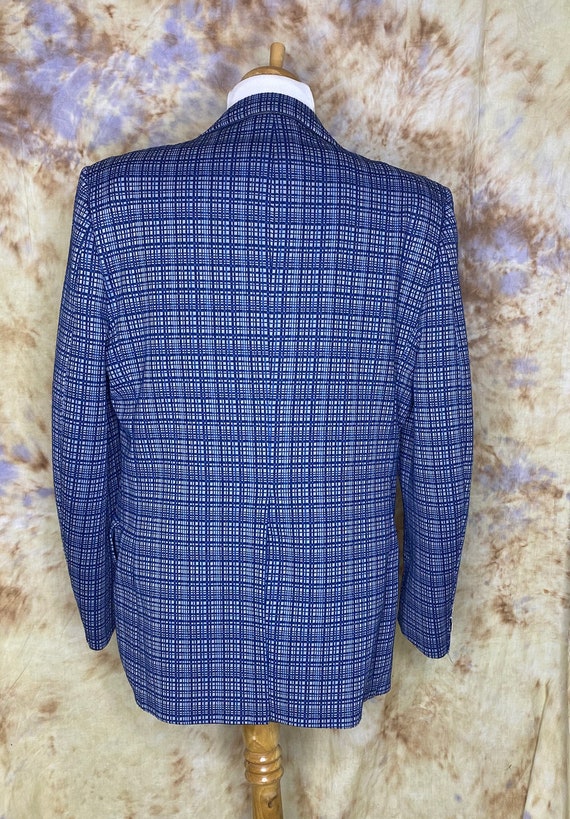 70's Navy Plaid Polyester Sportcoat,  Blazer, Wid… - image 5