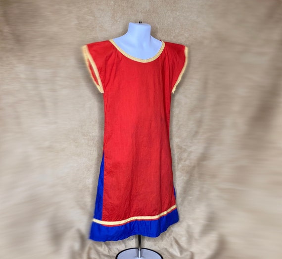 30's/40's Girl's Cotton Cap Sleeve Dress in Red a… - image 2