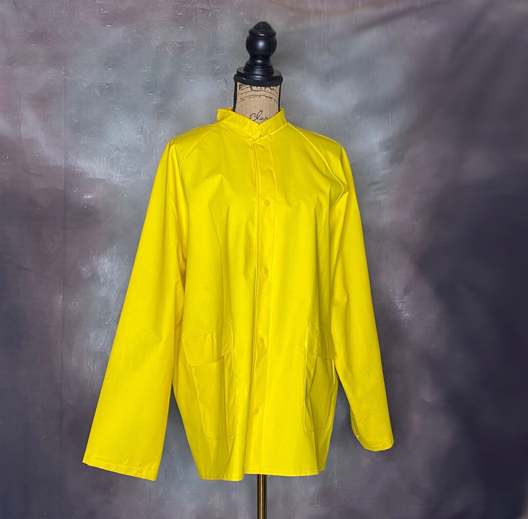 80's Yellow Vinyl Rain Jacket, Diamond Rubber Products, Large Etsy