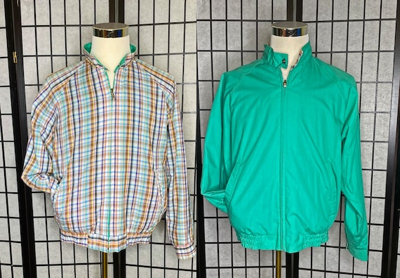 Vintage Men s Cotton Windbreaker 70s Reversible Golf Jacket Green Windbreaker Golf Jacket Plaid Windbreaker Golf Jacket 70s Men s Jacket Etsy Ireland