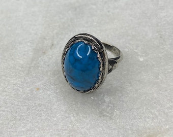 Vintage Ring, Vintage Lapis Lazuli Ring, Lapis Cabochon Ring,  Vintage Lapis Cabochon Ring, Adjustable Ring, Lapis Silver Ring, Oval Ring