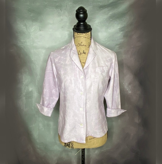 Linen Blend Blouse, Tie Dyed Lavender, White Stag,