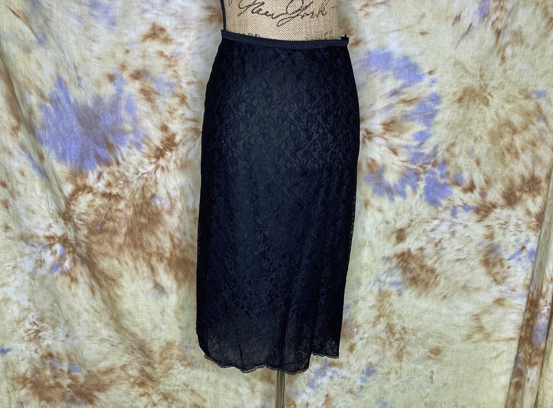 60's Black Lace Half Slip Val Mode Small Etsy