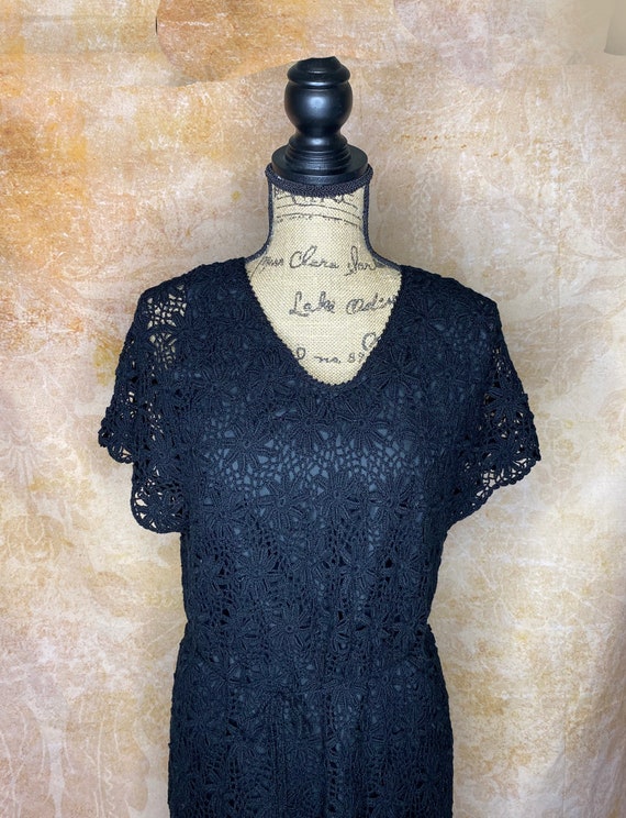 Vintage Black Lace Midi Dress, Summer Black Lace … - image 3
