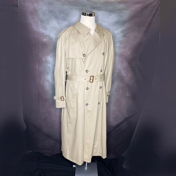 90's Hickey Freeman Khaki Trench Raincoat, 42 L