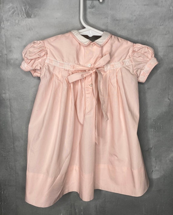 50's Vintage Baby Dress, Vintage Pink Cotton Baby Dress, Short Sleeve Baby Dress, Sax Fifth Avenue Baby, 6 months, 9 Months, 12 Months View 3