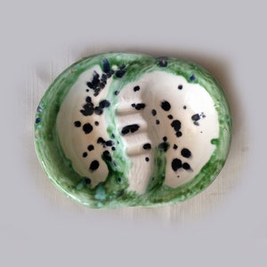 60&#39;s Vintage Ashtray, Green Black Ceramic Ashtray, Mid Century Modern Ashtray, Decorative Ashtray