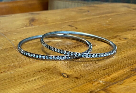 80's Pair of Stacking Rhinestone Bangles - image 1