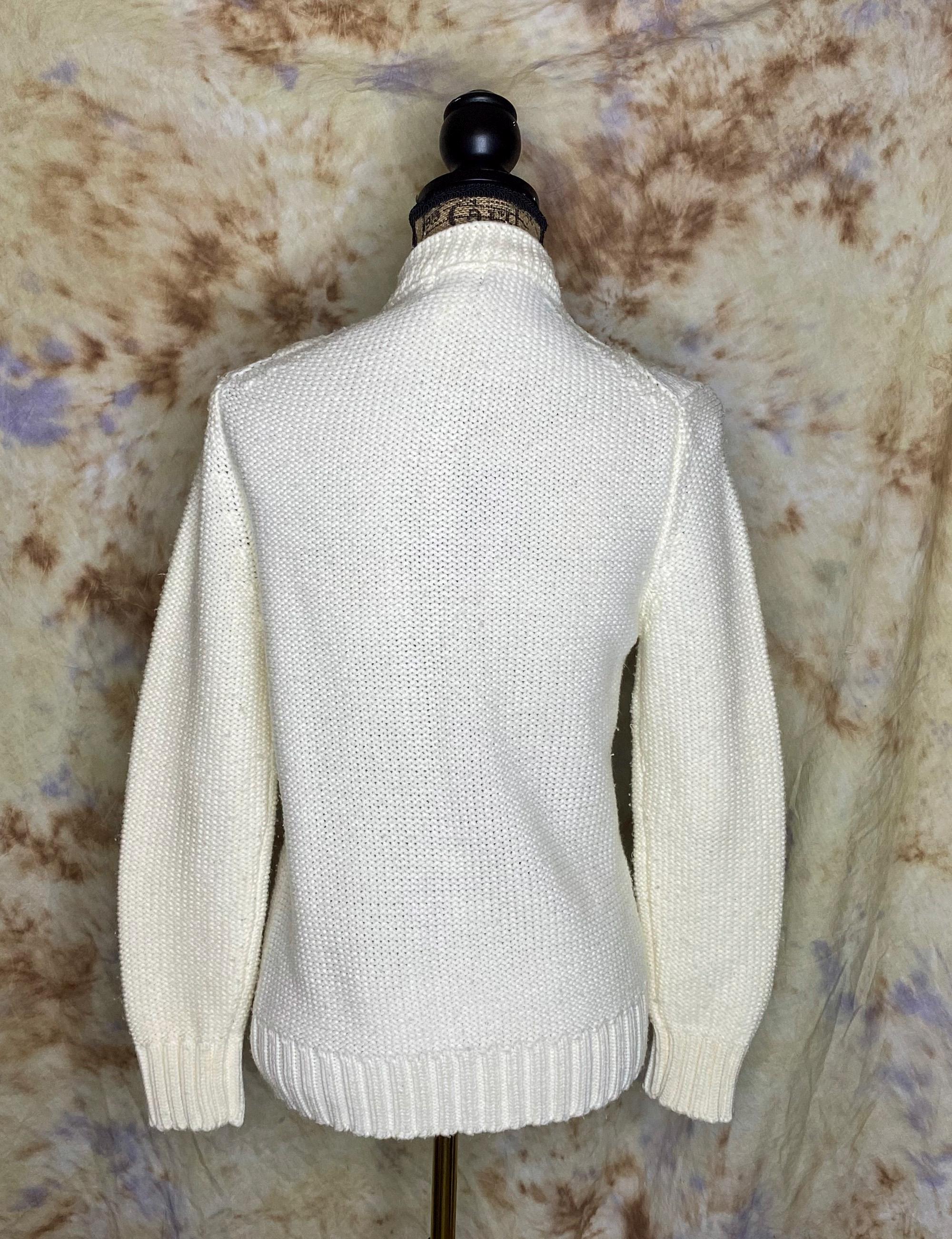 70's〜 Sears Acryl Knit Cardigan Women's Vintage 70's Sears White Wintuk Acrylic Knit Shawl