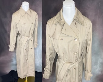 London Fog Women's Khaki Trench Coat, 70's London Fog Women's Raincoat, Vintage Khaki Raincoat, Midi Khaki Trench Coat, Calf Length Raincoat