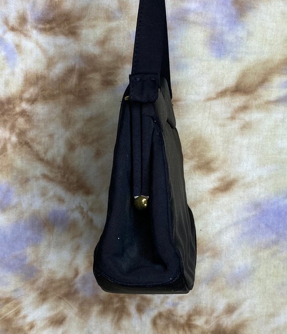 40's  Black Fabric Handbag - image 5