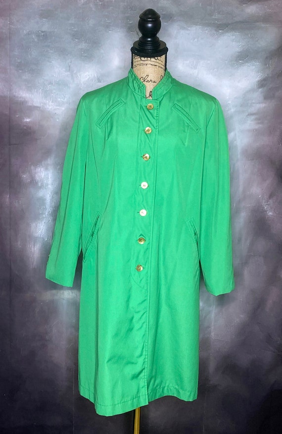 60's Kelly Green Knee Length Raincoat, Forecaster… - image 4