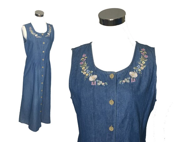 denim dress below the knee