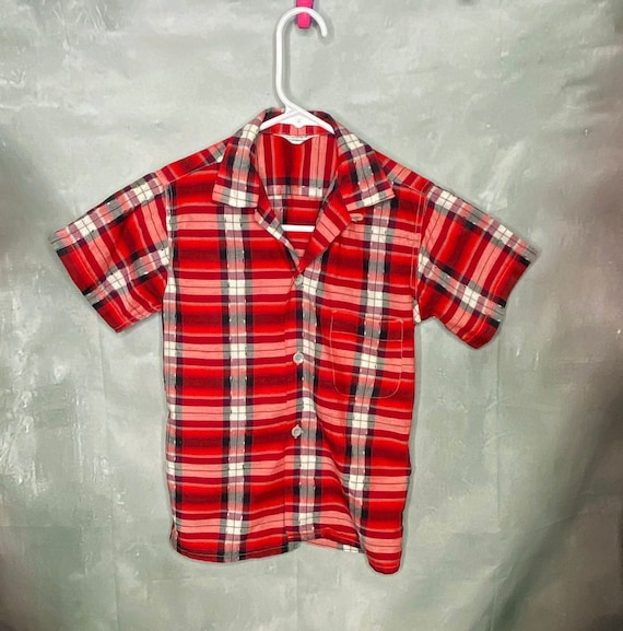 RED AND CREAM PLAID SHIRT IN COTTON, CHILD RED AND CREAM PLAID SHIRT IN COTTON, CHILD
